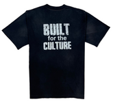 Black t-shirt with 'Built for the Culture' text on a white background